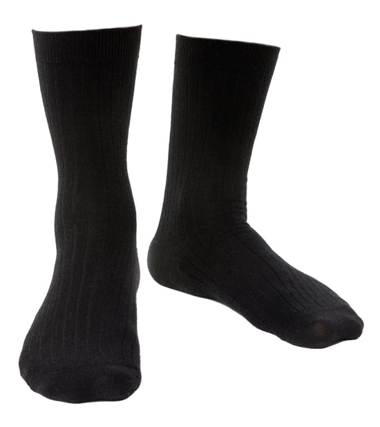 Steven - Calcetines de lana merino para hombre con parte superior suave y holgada para pies hinchados -Negro - Image 1