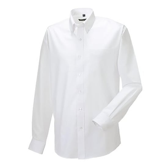 Russell Collection Mens Long Sleeve Easy Care Oxford Shirt (White) - Image 2