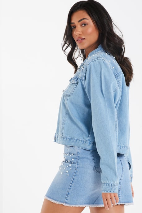 Light Blue Pearl Denim Jacket