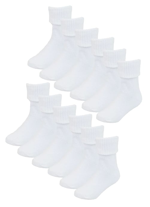 Calcetines de algodón de bebé | Pack de 6 pares | Calcetines divertidos para niño y niña - Blanco - Image 1