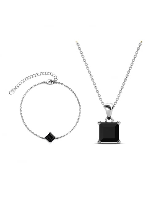 Juego de calle cuadrado simple - Cristal plateado y negro - Image 1