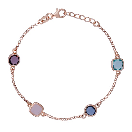 Orphelia 'Fawn' Women's 925 Sterling Silver Set: Chain + Bracelet + Earrings - Rose SET-7410 - Image 4