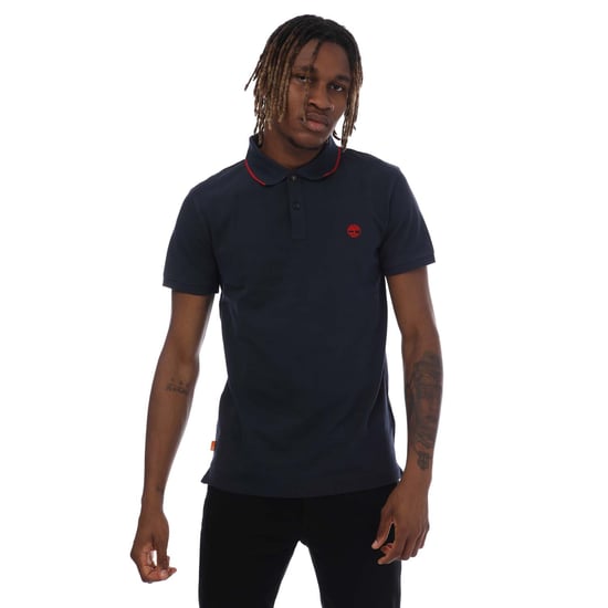 Men's Timberland Millers River Printed Neck Polo Shirt in Navy