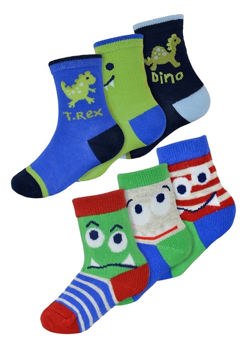 6 Pack Calcetines Niños Monstruos Dinosaurio | Snob | Calcetines Algodón - Dinosaurio - Image 1