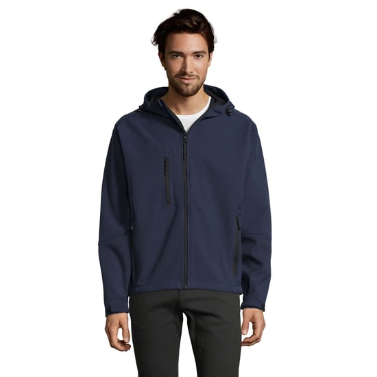 SOLS Mens Replay Hooded Soft Shell Jacket (Breathable, Windproof And Water Resistant) (French Navy) - Image 4