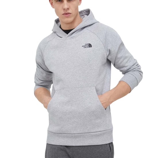 The North Face Mens Raglan Red Box Pullover Hoodie Light Grey