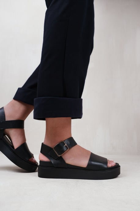 Where's That From Womens 'Phoenix' Classic Flat Sandals With Strap And Buckle Detail - Image 1