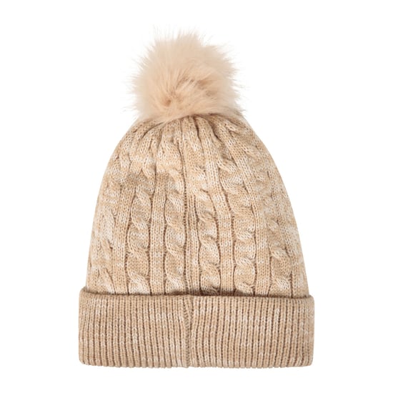 Mountain Warehouse Womens/Ladies Pom Pom Faux Fur Lined Beanie (Beige)