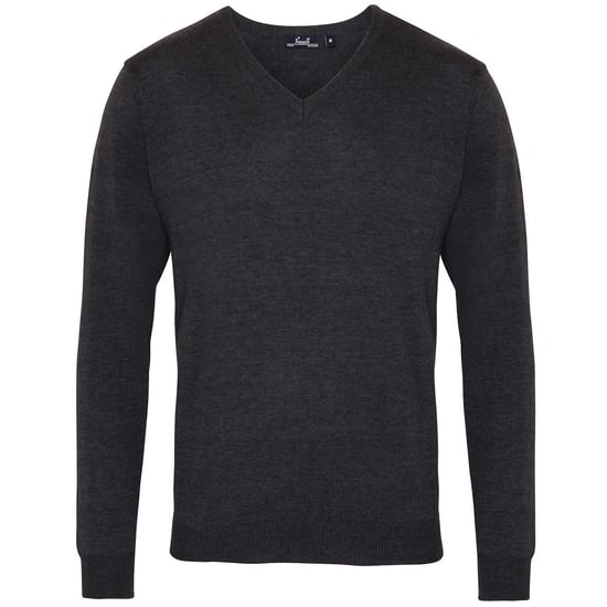 Premier Mens V-Neck Knitted Sweater (Charcoal)