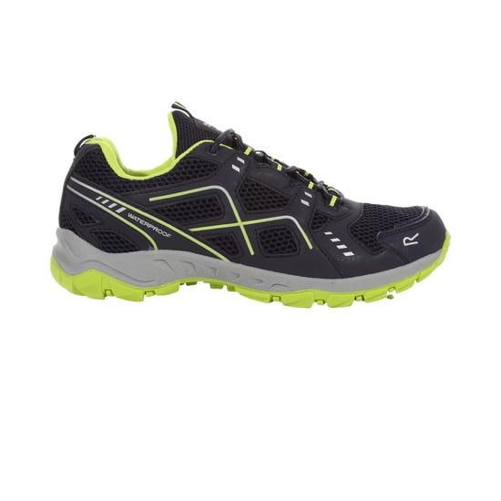 Regatta Mens Vendeavour Waterproof Walking Shoes (Navy/Lime Punch) - Image 1