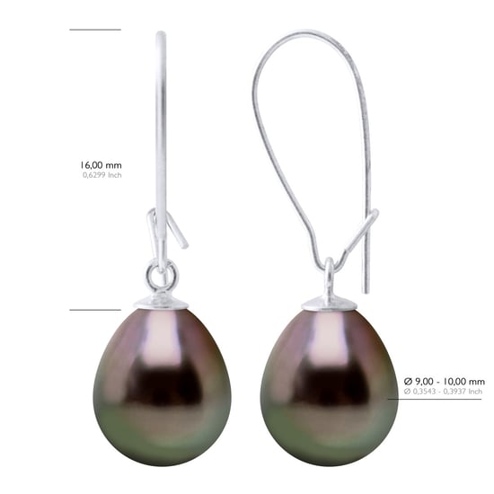 Earrings Real Cultured Tahiti Pearls Pear 9-10 mm - Image 2