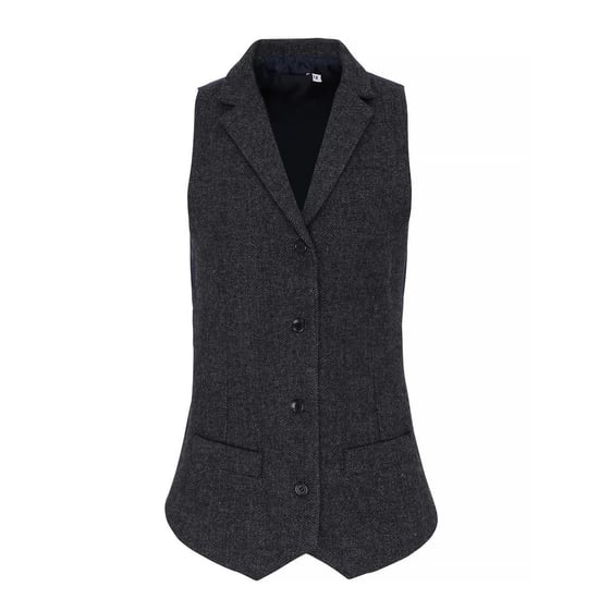Premier Womens/Ladies Herringbone Waistcoat (Charcoal) - Image 1