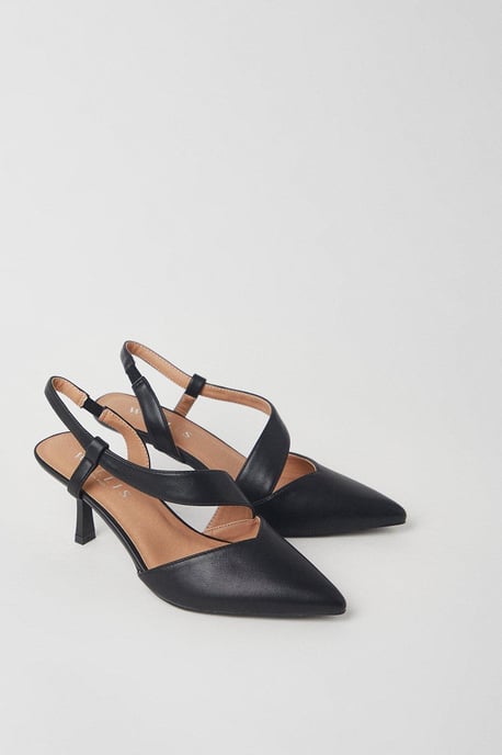 Evelyn Asymmetric Slingback Kitten Heel Court Shoes - Image 3