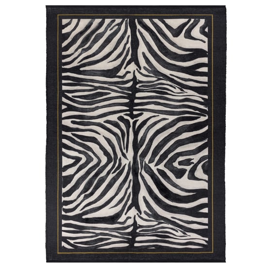 Alfombra Paoletti Leopardis de rayas de cebra para interior/exterior - Image 1