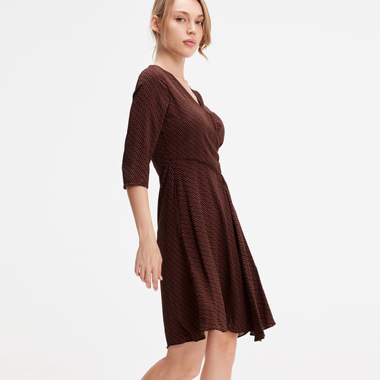 Crossed draped on side skater dress - Image 3