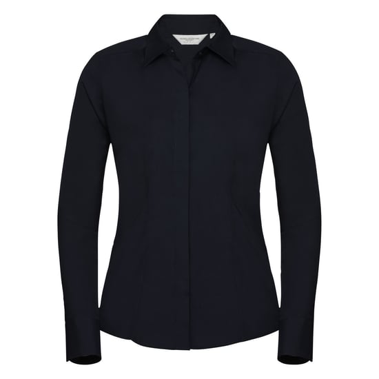 Russell Collection Womens/Ladies Polycotton Slim Long-Sleeved Shirt (French Navy) - Image 1