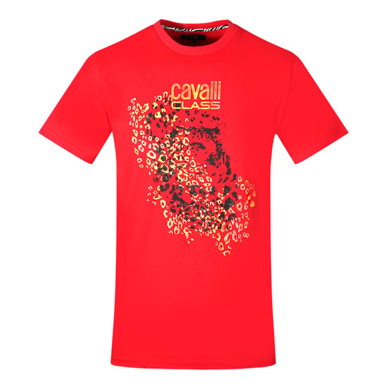 Camiseta Roja con Silueta de Leopardo Cavalli Class - Image 1