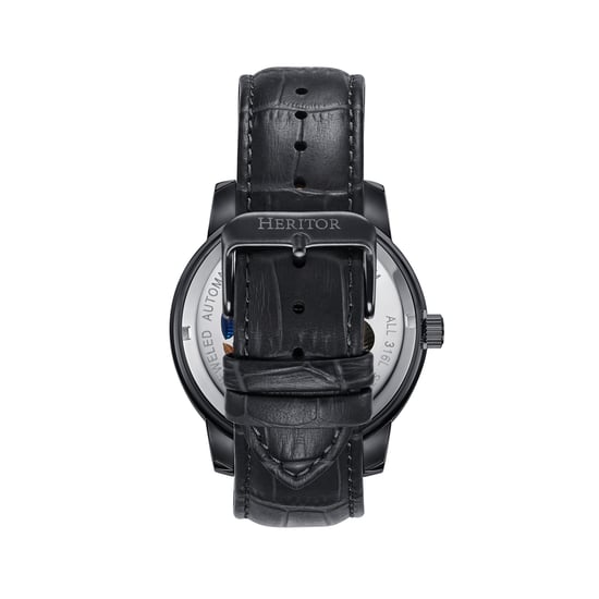 Reloj automático Heritor Emmanuel semiesqueleto con correa de cuero - Image 2