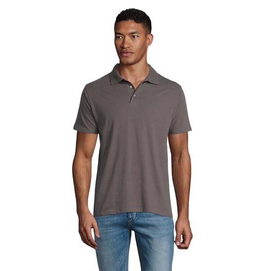 SOLS Mens Prescott Jersey Polo Shirt (Dark Grey) - Image 1