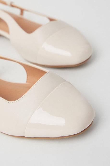 Wide Fit Penelope Slingback Toe Cap Detail Flat Pumps