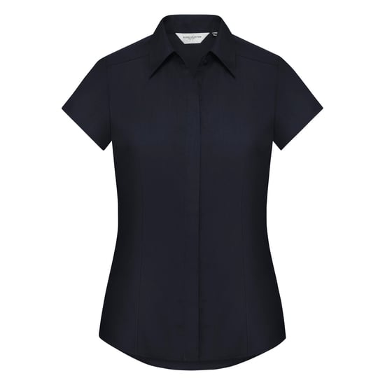 Russell Collection Ladies Cap Sleeve Polycotton Easy Care Fitted Poplin Shirt (French Navy) - Image 1