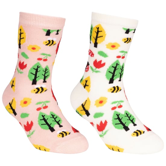 Trespass Childrens/Kids Garden Socks (Pack of 2) (Cream/Light Pink) - Image 1