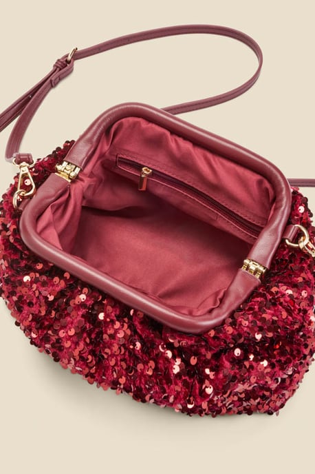 Ruby Red Sequin Clutch Bag