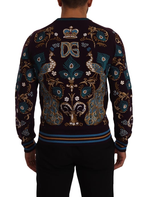 Suéter Bordo de Cachemira para Hombre Dolce & Gabbana con Bordado de Corona DG - Image 3