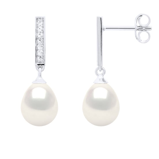 Earrings Real Cultured Freshwater Pearls Pear 7-8 mm