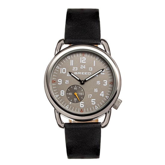 Breed Regulator Leather-Band Watch w/Second Sub-dial