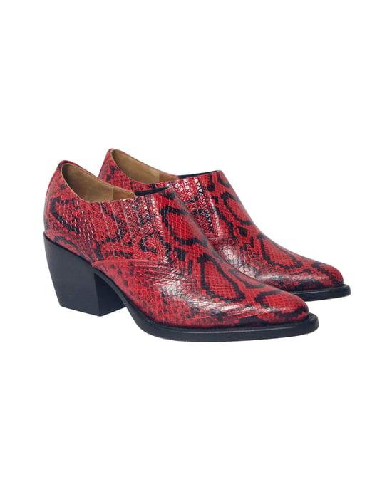 Chloé Rylee Snake-Effect Ankle Boots in Red Leather - Image 3