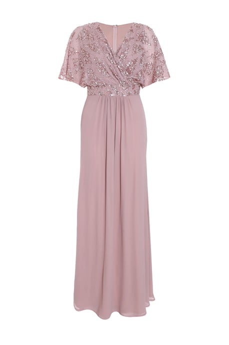 Pink Chiffon Embellished Maxi Dress