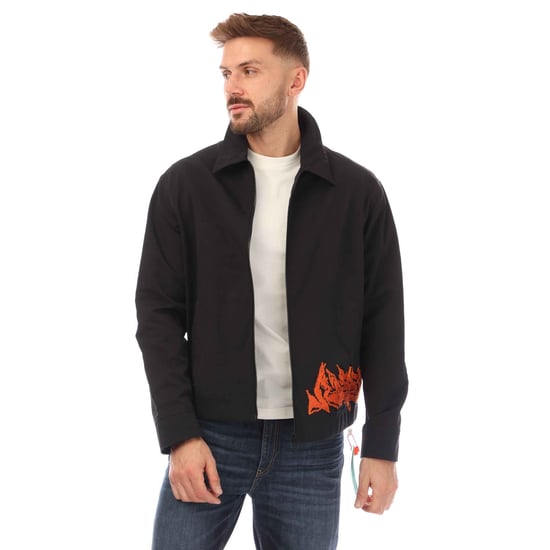 Men's Off White Neen Harrington Jacket in black orange