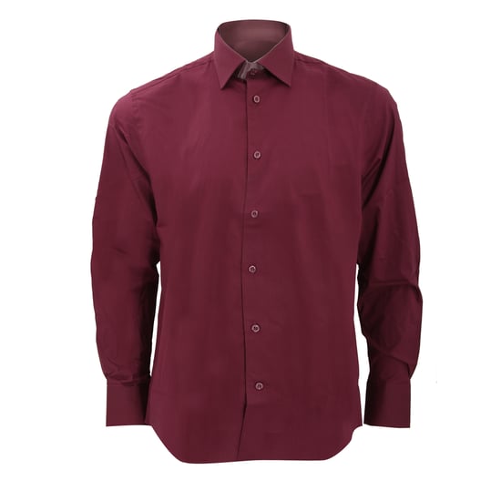 Russell Collection Mens Long Sleeve Easy Care Fitted Shirt (Port) - Image 1