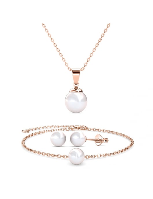 Conjuntos trío de nácar - Oro rosa y cristal - Image 1