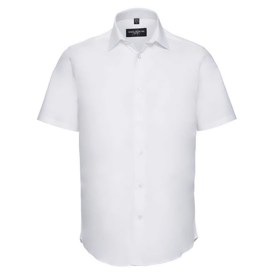 Russell Collection Mens Easy-Care Fitted Short-Sleeved Shirt (White) - Image 1