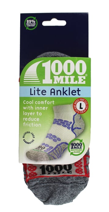 1000 Mile - Calcetines para hombre Lite Anklet Double Layer Running - Plata / Rojo - Image 2
