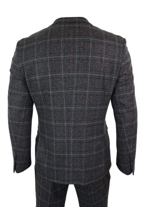 Traje Vintage Retro de Tweed Gris Carbón de 3 Piezas para Hombre - Image 3
