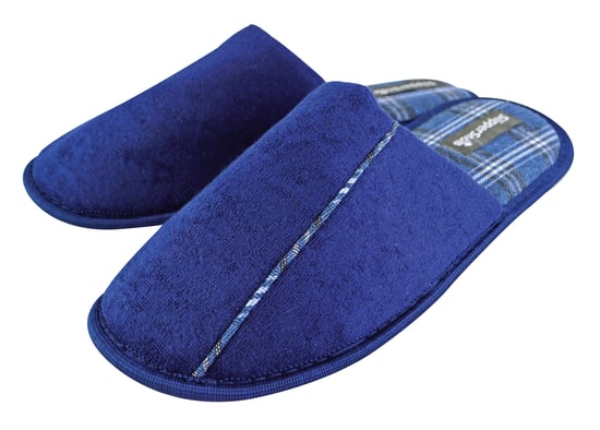 Slipper Snob - Slip On Mule Slippers | Plain Top Checked Sole | Memory Foam - Azul Marino - Image 2