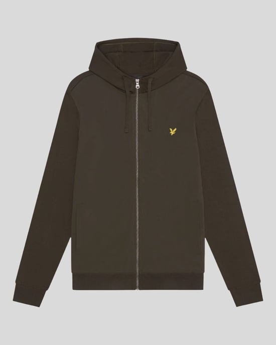 Lyle & Scott Hybrid sudadera con capucha verde oliva con cremallera - Image 5