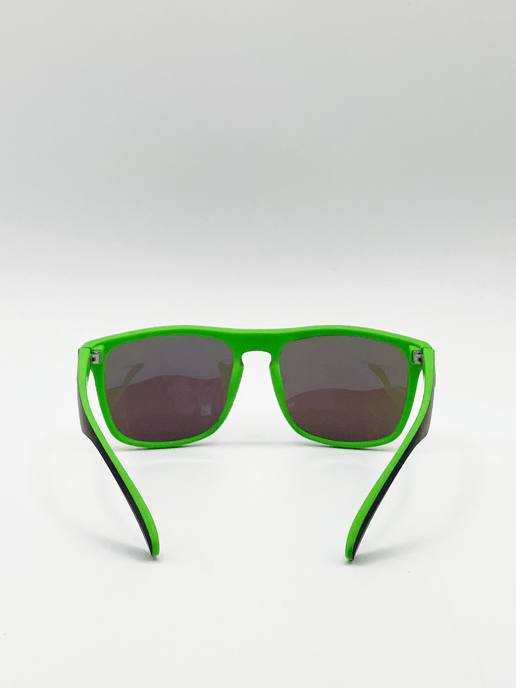 Matte Black Wayfarer Sunglasses With Blue Mirrored Lens - Image 5