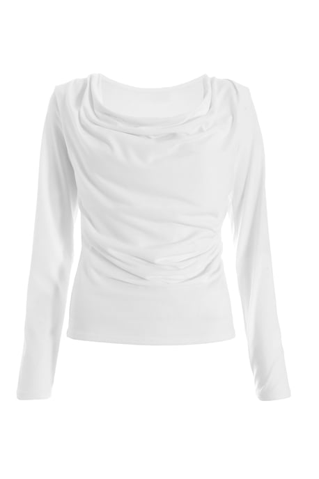 Cream Ruched Cowl Neck Top