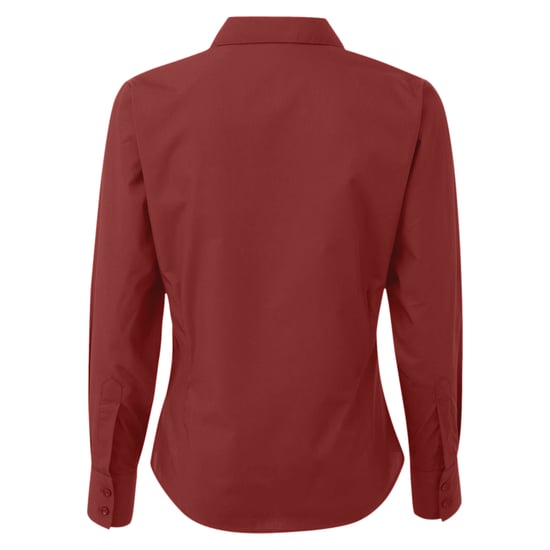 Premier Womens/Ladies Poplin Long-Sleeved Blouse (Burgundy) - Image 2