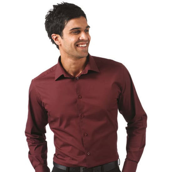 Russell Collection Mens Long Sleeve Easy Care Fitted Shirt (Port) - Image 4