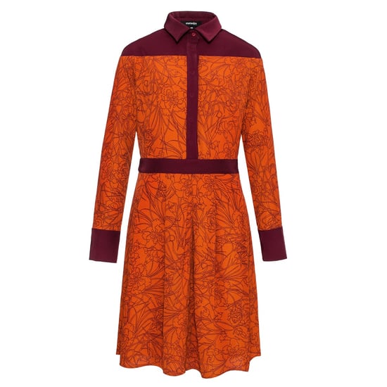 Bi-material shirt-dress with linear floral print - Image 4