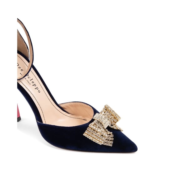 Velvet Bow Pump Navy Blue
