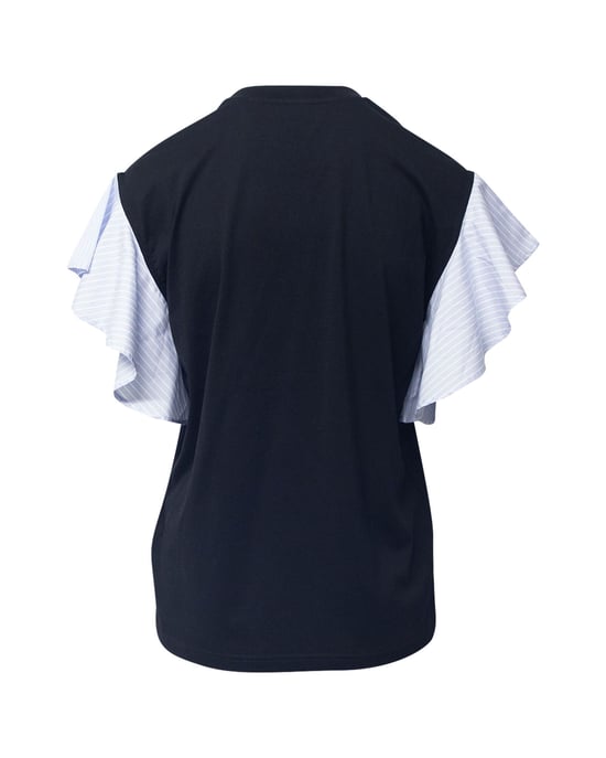 Burberry Striped Ruffled-Sleeve Oversized T-shirt In Black Cotton - Image 3