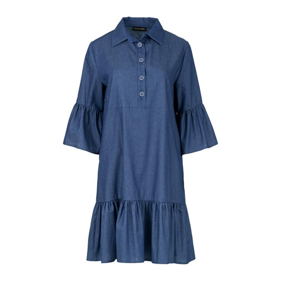Vestido vaquero con mangas acampanadas y dobladillo con volantes - Image 2