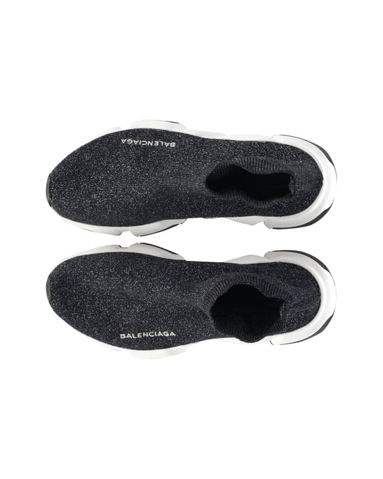 Balenciaga Glittered Speed Trainers in Black and Silver Polyester - Image 5