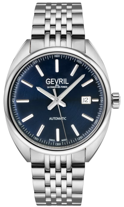 Gevril Five Points 48701 Reloj automático de fabricación suiza Sellita SW200 de acero inoxidable con fecha luminosa para hombre - Image 1